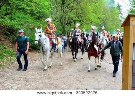 Brasov, Transylvania, Romania, May 05 2019, Riders Celebrating Of The Day So Call Juni Parade. A Mil