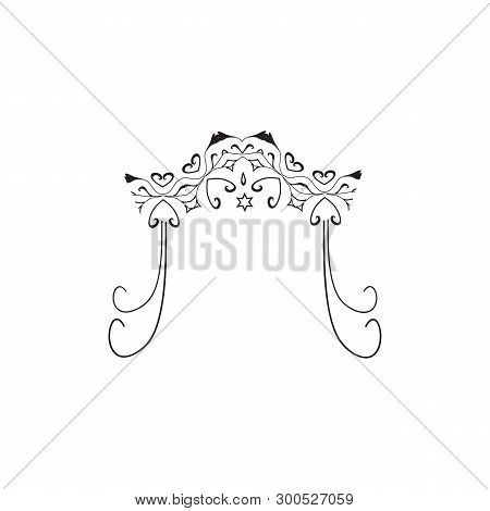 Vintage Graphic Chuppah. Religious Jewish Wedding Canopy For. Vector Illustration On Isolated Backgr