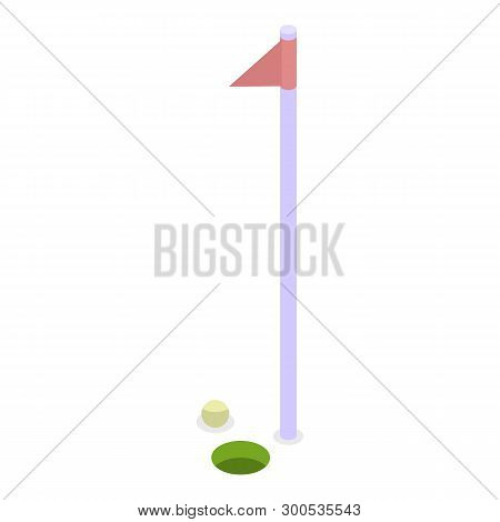 Red Golf Flag Icon. Isometric Of Red Golf Flag Vector Icon For Web Design Isolated On White Backgrou