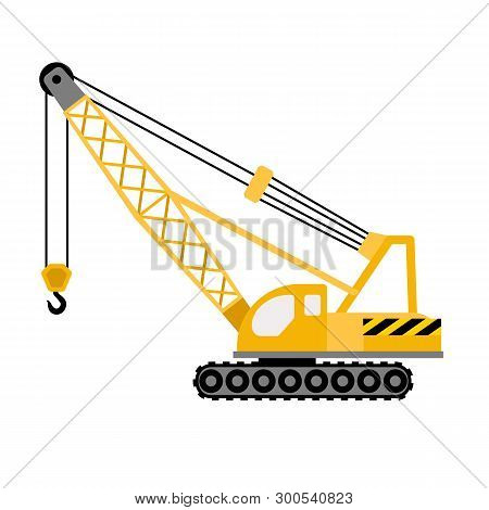 Construction Excavator Crane Icon. Flat Illustration Of Construction Excavator Crane Icon For Web De