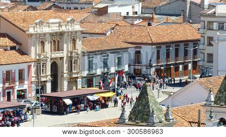 Cuenca, Ecuador-may 11,2019: Aerial View From Observation Deck Of New Cathedral Or Catedral De La In