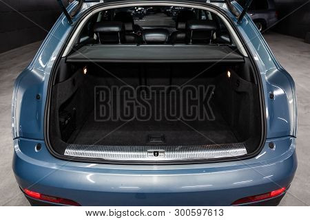 Novosibirsk, Russia - May 10, 2019:  Audi Q3,close-up Of The Luggage Boot, Front View. Photography O