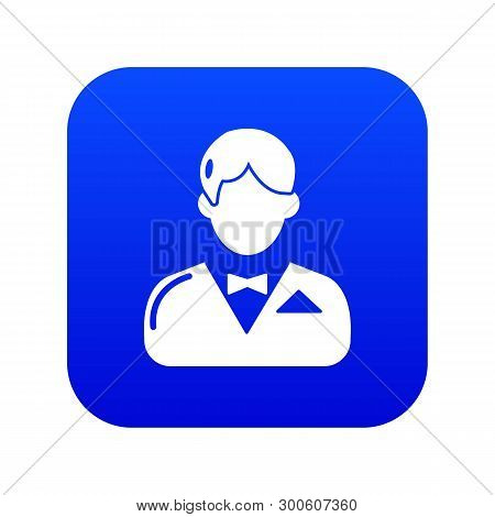 Croupier Icon Blue Vector Isolated On White Background