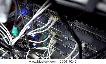 Network Stack. Network Activity On Switch. Indication Of Operation Of The Network Equipment. Vew Fro