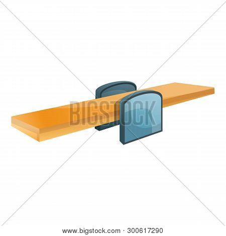 Wood Seesaw Icon. Cartoon Of Wood Seesaw Icon For Web Design Isolated On White Background