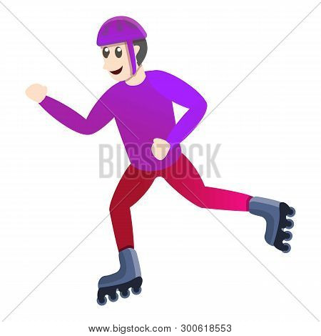 Speed Boy Inline Skates Icon. Cartoon Of Speed Boy Inline Skates Icon For Web Design Isolated On Whi