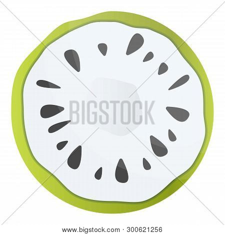 Round Slice Soursop Icon. Cartoon Of Round Slice Soursop Icon For Web Design Isolated On White Backg