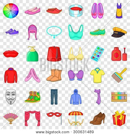 Decor Icons Set. Cartoon Style Of 36 Decor Vector Icons For Web For Any Design
