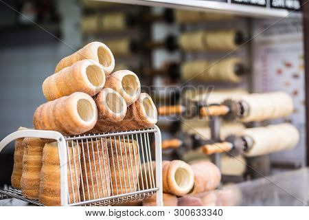 Trdelnik Traditional Czech Slovak Or Hungarian Sweet Rolled Pasrtry.