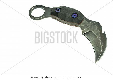 Karambit Knife Tactical Fighter On White Background, Self Defense Martial Arts Fighting