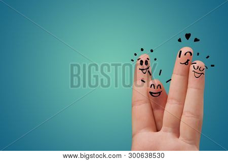 Waggish happy fingers with team building concept