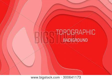 Geometric Paper Cut Background, Topography Map Cpncept. Vector Illustration