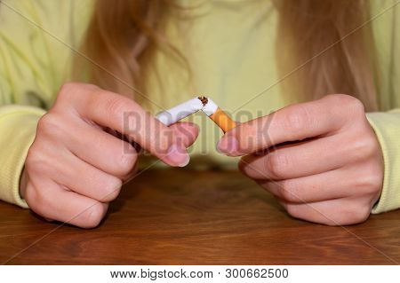 Stop Smoking Concept. Leaving A Bad Habit, Health Care Concept. No Smoking Day.