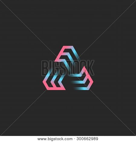 Creative Triangular Logo Formed By Three Letters Eee, Futuristic Geometric Frame Shape Modern Trend 