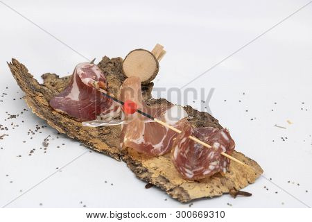 Corsican Charcuterie Platter On A Cork Oak Board