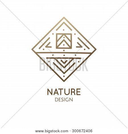 Vector Logo Of Geometric Template. Rhombic Sacred Symbol. Outline Icon Of Abstract Shapes - Business