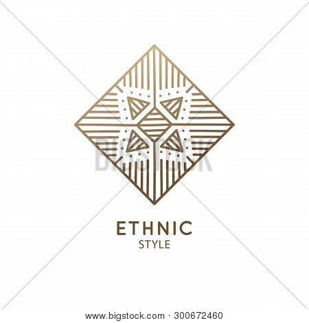Vector Logo Of Geometric Template. Rhombic Sacred Symbol. Outline Icon Of Abstract Shapes - Business