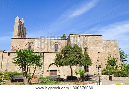 Ancient Building Of Bellapais Abbey In Small Cypriot City Bellapais In Turkish Part Of Cyprus With B