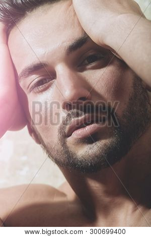Portrait Of Handsome Young Man. Shot Of Sexy Handsome Attractive Young Caucasian Male Expressing Pos