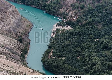 View Of The Sulak From The Village Of Dubki From A Height Of 900 Meters Above Sea Level. Sulak Canyo