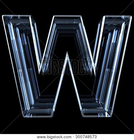Transparent X-ray Letter W. 3d Render Illustration On Black Background