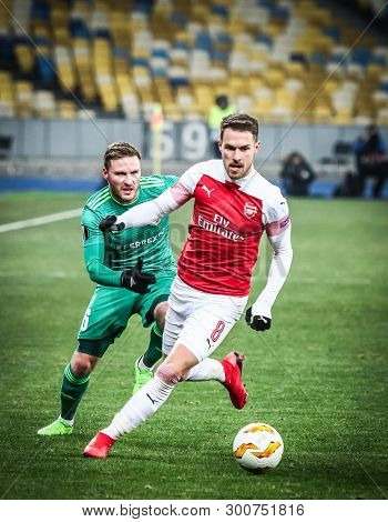 Kyiv, Ukraine - November 29, 2018: Oleksandr Skliar Of Fc Vorskla Poltava (l) Fights For A Ball With