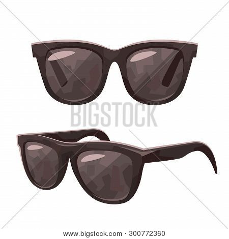 Beautiful Black Sunglasses Isolated On White Background Vector