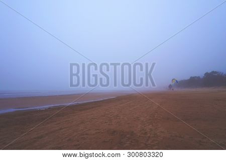 Morning White Fog On The Coast Of The Gulf Of Finland, Russia