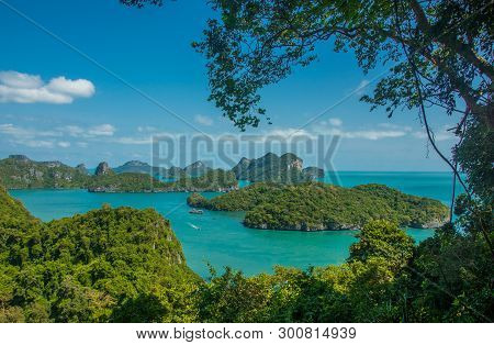 Viewpoint Peak In Ko Wua Ta Lap, In Mu Ko Angthong National Marine Park And Many Scenic Island At Ko