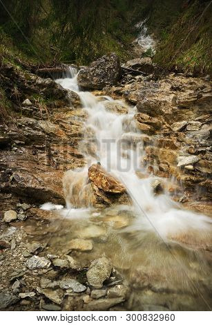 Nature Rainforest River Cascade. Stream In Forest Nature. Green Forest Stream. Nature. Stream. Natur