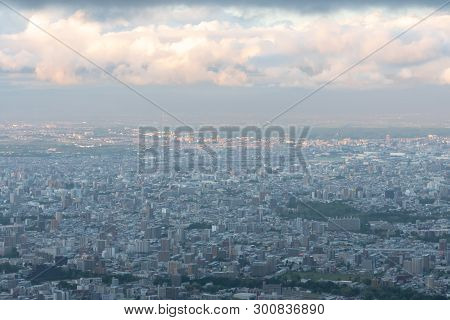Sapporo City Skyline View From Mount Moiwa. Sapporo, Hokkaido, Japan - May 7 2018