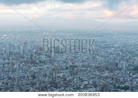 Sapporo City Skyline View From Mount Moiwa. Sapporo, Hokkaido, Japan - May 7 2018