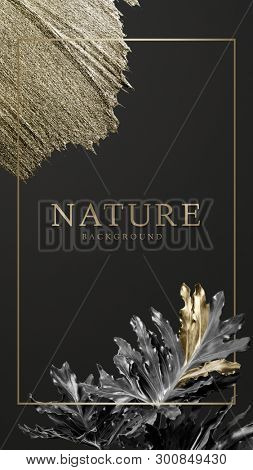 Rectangular golden frame on a nature background