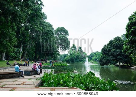 Bogor, Indonesia - September 6, 2018: View Of The People Are Getting Relax And Enjoy At Bogor Botani