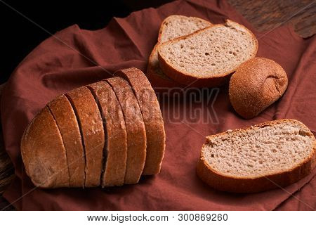 Breads Concept Of Teasty Home Food Close Up On Wooden Background