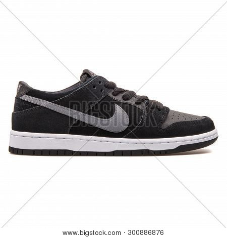 Vienna, Austria - August 30, 2017: Nike Dunk Low Pro Iw Black And White Sneaker On White Background.