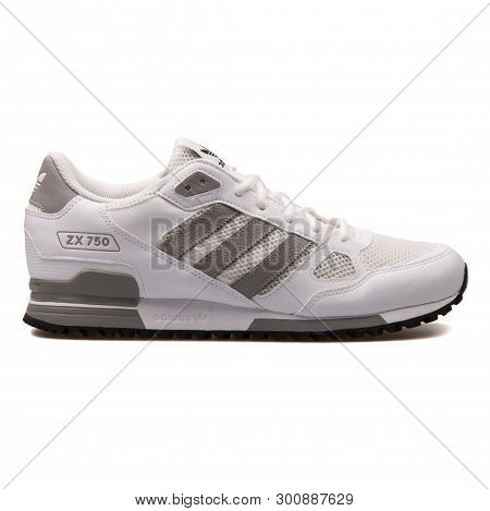 Vienna, Austria - August 30, 2017: Adidas Zx 750 White And Grey Sneaker On White Background.