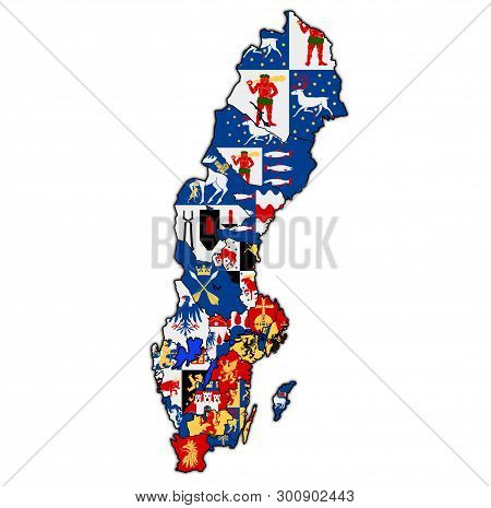 Map Of Swedish Counties With Flags