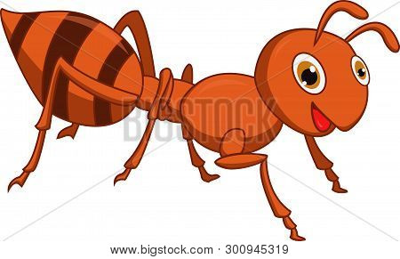 Illustration Of Happy Ant Cartoon On White Background