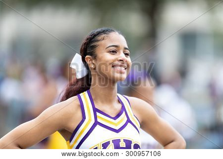 New Orleans, Louisiana, Usa - February 23, 2019: Mardi Gras Parade, The Edna Karr High School Marchi