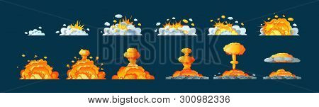 Frame Animation With Effect Of Burning, Explosion, Divided Into Frames.