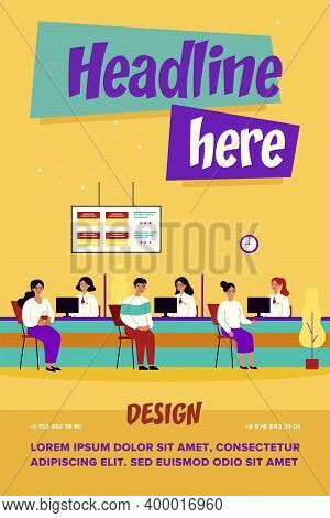 Customers Consulting Credit Department Managers In Bank Office. Bank Employees, Cashiers And Workers