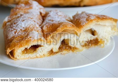 Piece Of Ensaimada,  Coil-shaped Flaky Pastry  From Mallorca,  Balearic Islands. This Is One Of Popu