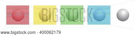 Different Colored Stripes Seem To Color The Identical Spheres, But They Are All Of The Same Gray. Mu