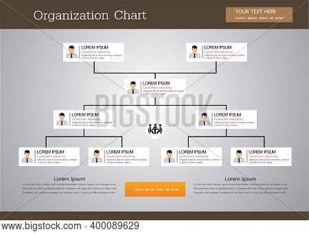 Organization Chart Infographics With People Icon And Abstract Line, Business Structure, Hierarchy Of