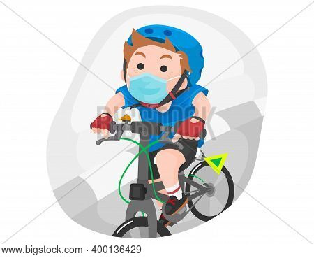 Boy Activity During Isolation Riding A Bicycle