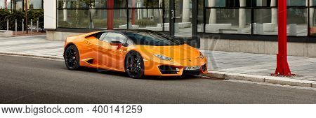 Oslo, Norway, 03.06.2016: Lamborghini Huracan In Front Of A Building In Oslo.