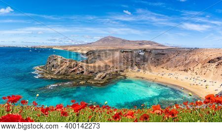 Landscape With Papagayo Beach, Lanzarote, Canary Islands, Spain