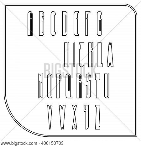 Graphically Plane Alphabet. Outline Font Isolated On White Background. Vector Illustration.
