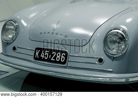 Stuttgart, Germany 6 March 2020: Front View Of Iconic Porsche 356 No.1 Showcar Roadster (1948) At Po